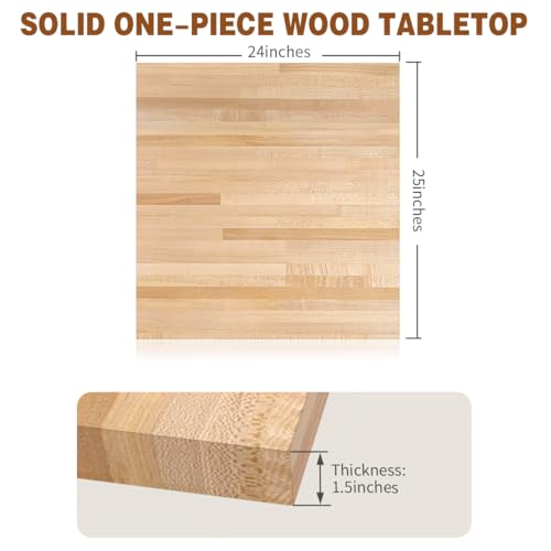 Hardwood Maple Butcher Block Counter Top - 36" L x 25" W Polished Wood Table Top, 1.5" Thickness DIY Desk Top for Kitchen, Laundry, Office, Bar