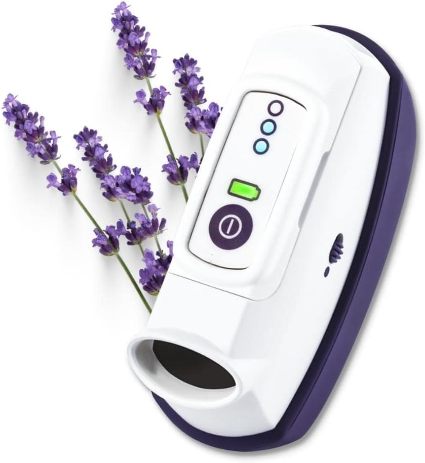 CalmiGo Anxiousness & Stress-Relief Natural Calming Device, Peppermint Scent, Purple