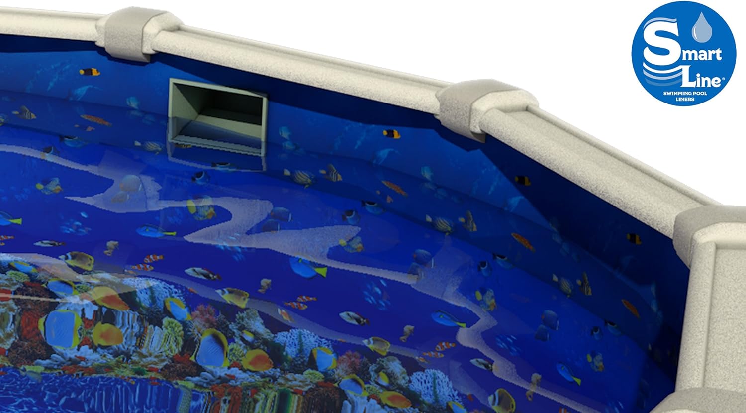 Smartline Caribbean 15-Foot-by-30-Foot Oval Liner | UniBead Style | 48-Inch Wall Height | 25 Gauge Virgin Vinyl | Designed for Steel Sided Above-Ground Swimming Pools | Universal Gasket Kit Included