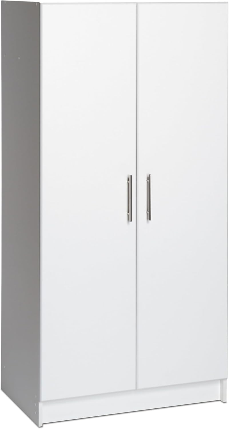 Prepac Elite Armoire Wardrobe Closet - Cabinet for Functional Clothes Storage with Hanging Rail White