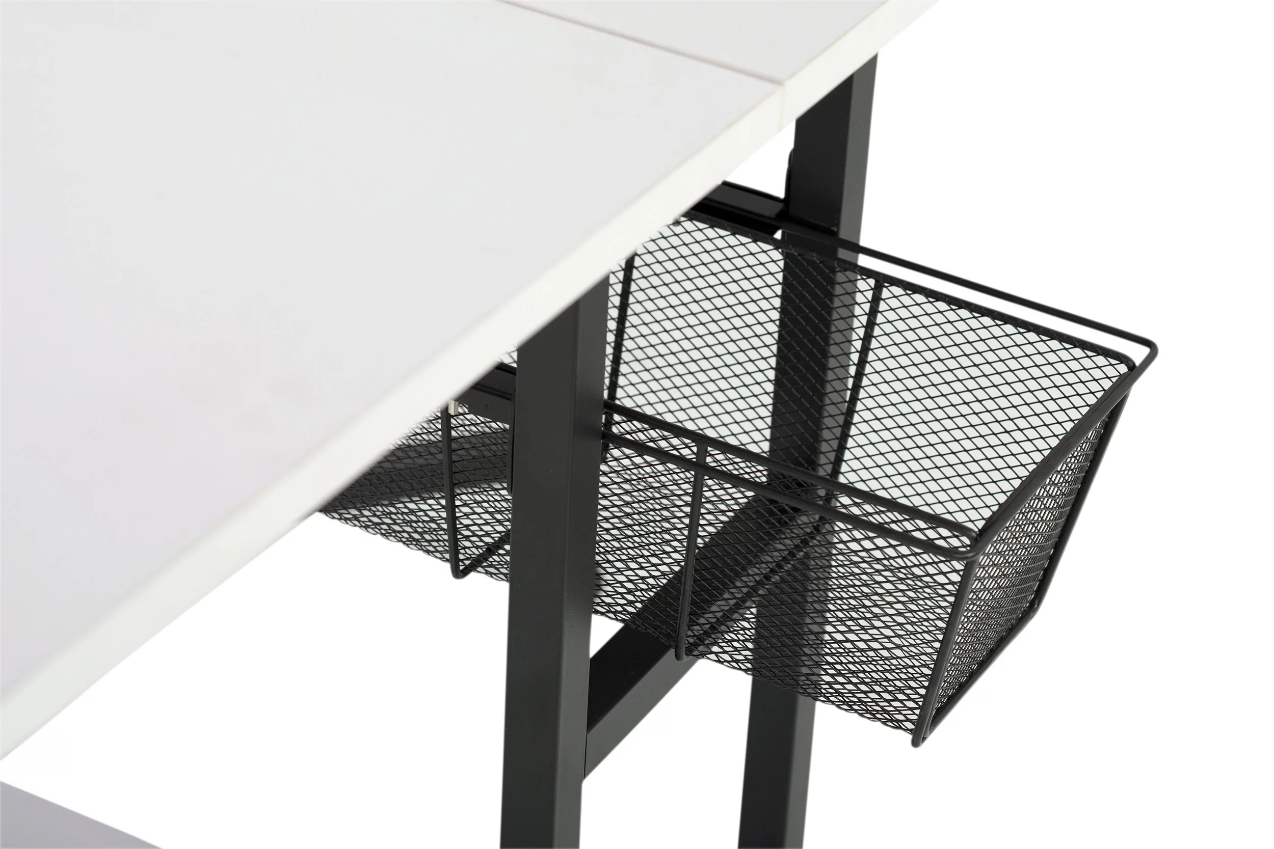 Sew Ready Mobile Fabric Cutting Table with Storage 30" H in Charcoal/White
