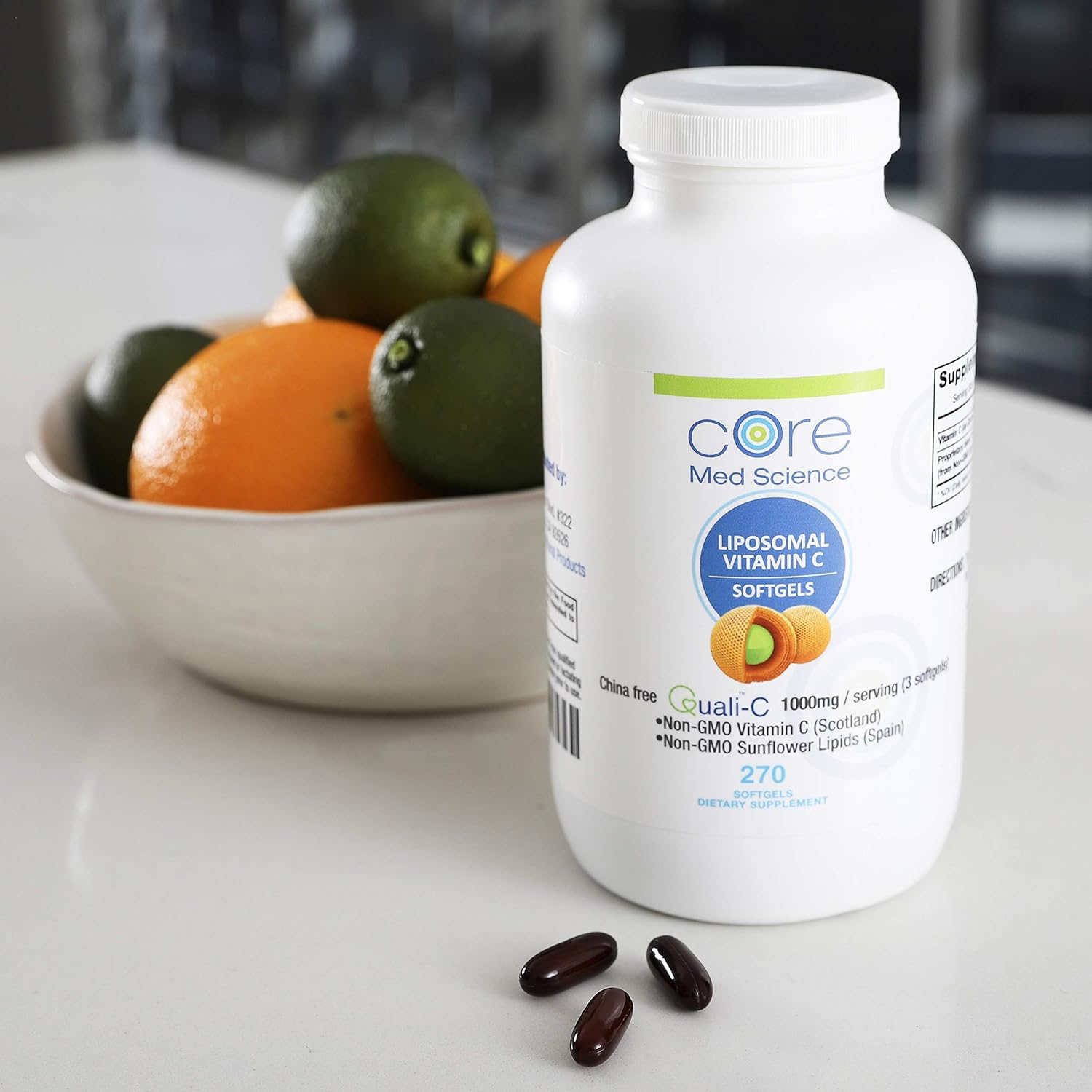 Core Med Liposomal Vitamin C Softgels 1000mg/dose - Quali®-C Vitamin C (Non-GMO) - USA Made - Immunity Support, Collagen Booster Supplement - Non-GMO Non-Soy … (3 Month) Pack of 2
