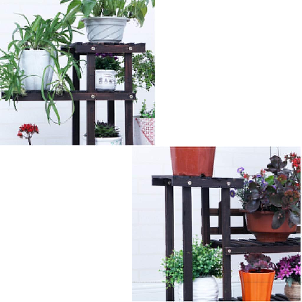 Flower Shelf Plant Floor Stand Wood Storage Shelves Multi-Layer Unit Pot Holder Shelving Multifunctional Bonsai Rack for Garden Outdoor Patio Decoration