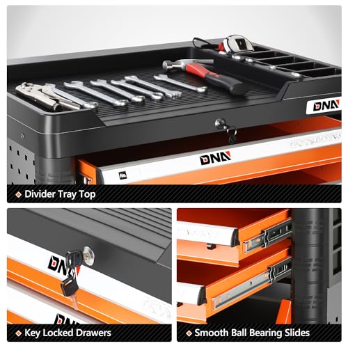 DNA MOTORING 7-Drawer Rolling Tool Cabinet Chest with Keyed Locking System Non-Slip Mat, for Garage Warehouse Workshop, Green, TOOLS-00399