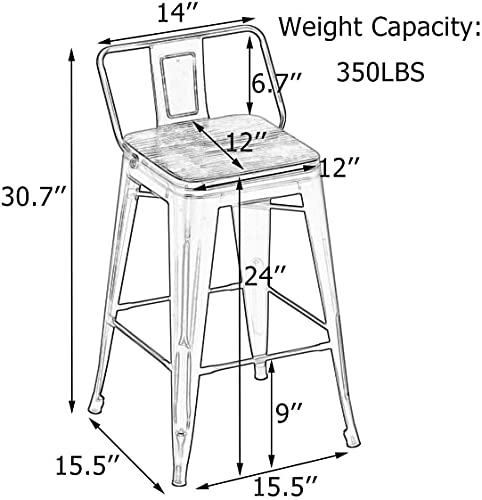 Andeworld 30 Inch Swivel Bar Stools Set of 4 Counter Height Stools Industrial Metal Barstools (30 inch, Distressed White)