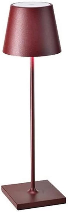 Zafferano Poldina Pro LED Table Lamp (Color: BORDEAUX) Touch On/Off, Touch Dimmable, Powder Coated Aluminum, IP54 Protection, Indoor / Outdoor, Contact Charging Base, USA Plug