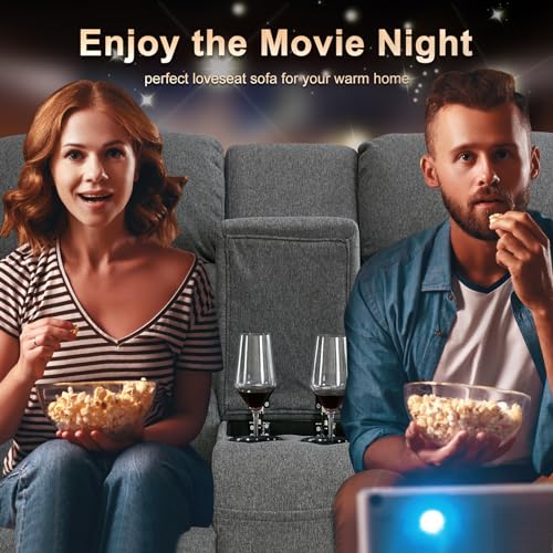 IPKIG 65.7" Manual Reclining Loveseat Sofa - Wall Hugger Loveseat Recliner with Console, Cup Holders and Side Pockets for Living Room, RV, Home Theater Seating (Brown, Loveseat)