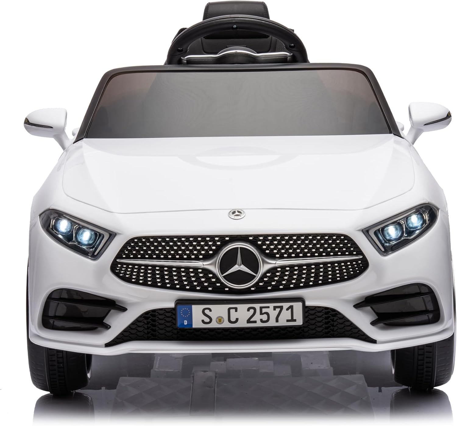 12v Battery Kids Ride on Electric Vehicles Cars Power Wheel Toy Mini Car for Age 1-6 Toddler Baby to Drive with Steering Remote Control Mercedes Benz Kid Car for Boys Girls - White