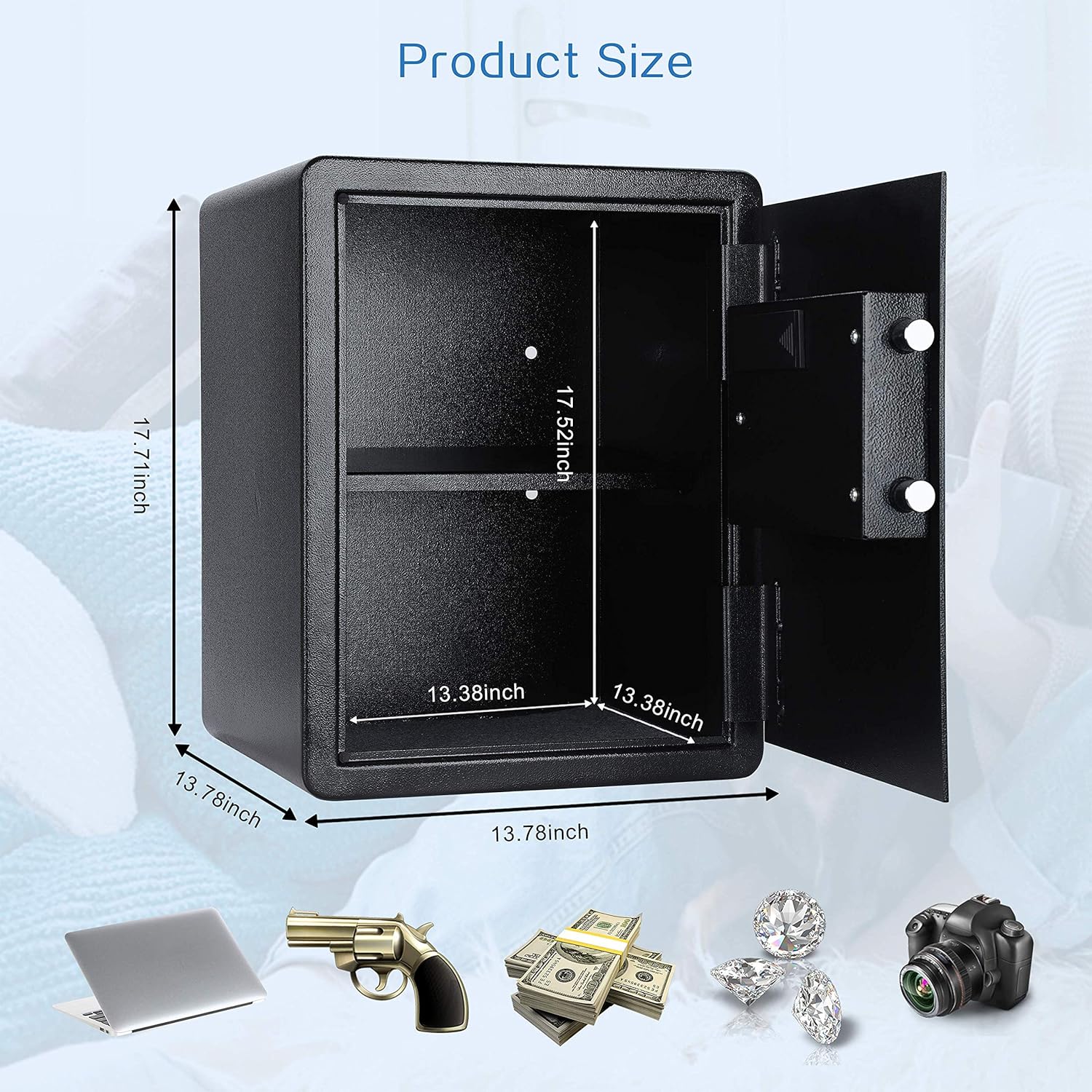 TIGERKING Safe Box with Keypad Digital Safe for Home, Office, Hotel, Black - 1.8 Cubic Feet