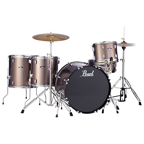 Pearl Roadshow Drum Set 4-Piece Complete Kit with Cymbals and Stands, Charcoal Metallic (RS584C/C706)