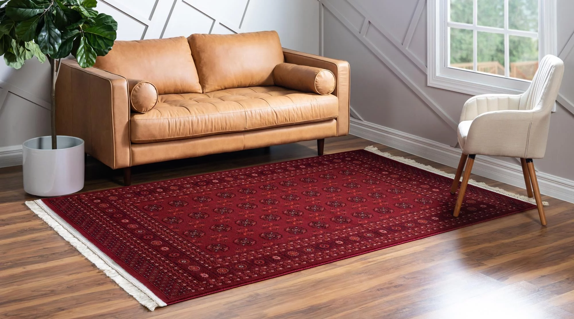 Rugs.com Bokhara Collection Rug – 7' x 10' Red Low Rug Perfect For Bedrooms, Dining Rooms, Living Rooms