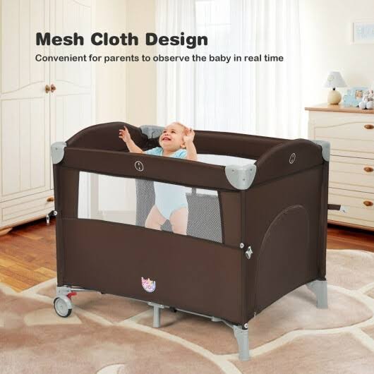 5-in-1 Portable Baby Beside Sleeper Bassinet Crib Playard with Diaper Changer-Beige | Costway