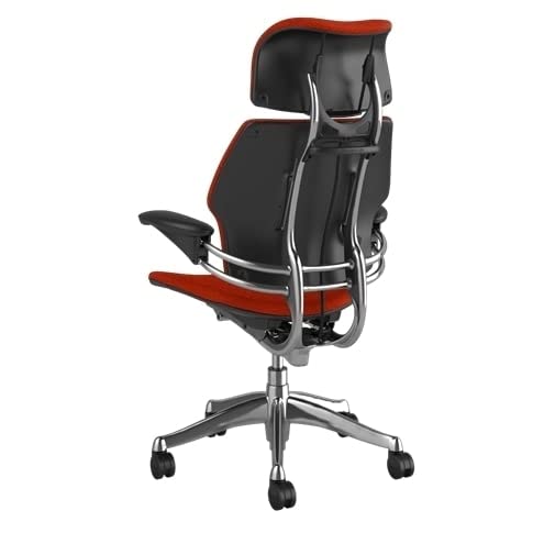 Humanscale Freedom Office Chair with Headrest - Ergonomic Work Chair with Standard Height Adjustable Duron Arms - Wheels for Carpet - Polished Aluminum Frame with Wheat Ginkgo Fabric