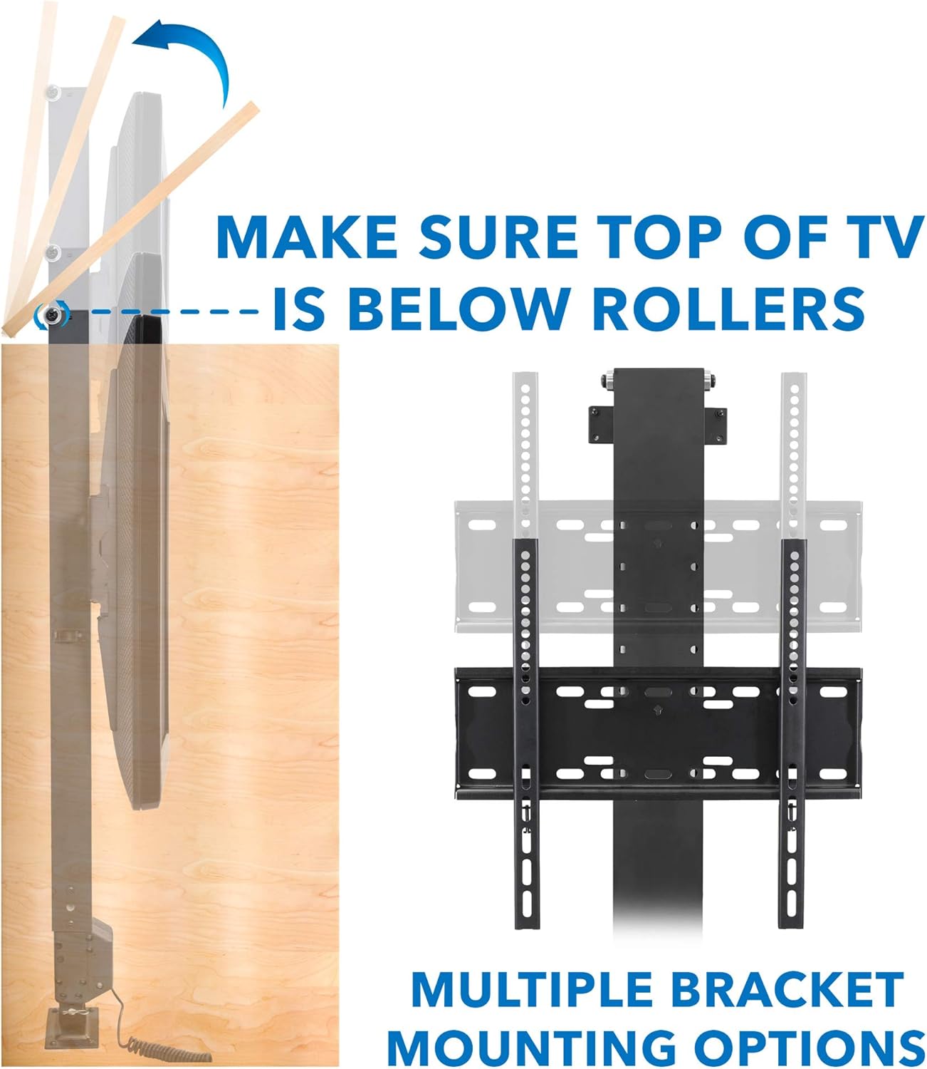 Mount-It! Motorized TV Lift with Remote Control for Screens 32 to 48 | Height Adjustable Hideaway TV Lift Adjusts Up to 65 High | Vertical Lift TV Stand with Steel Construction