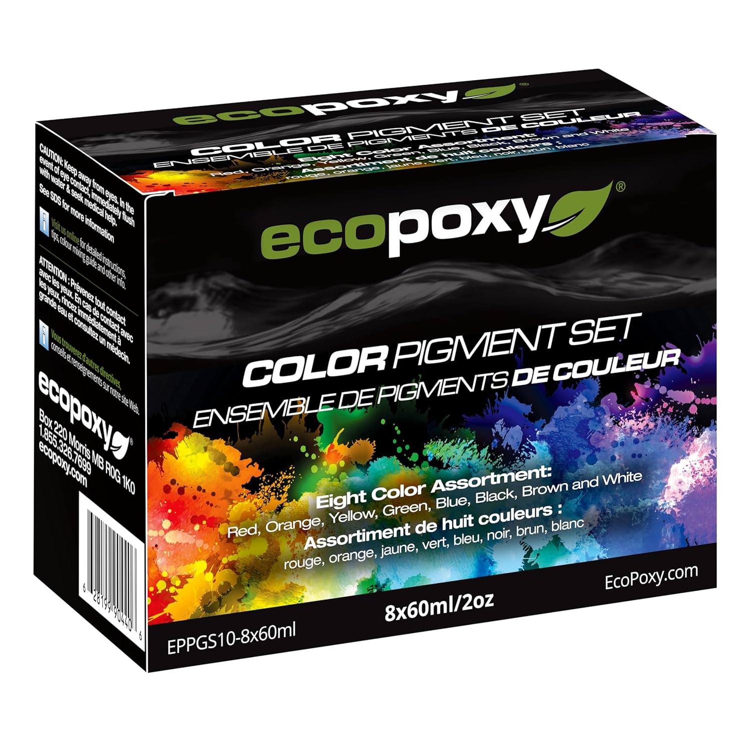 FlowCast Deep Pour Epoxy Resin + 8 x 60ml Epoxy Liquid Pigment Kit - 3.2 Gal / 12L: UV & Yellowing Resistant, Bio-Based Resin | Water Clear Epoxy for River/Ocean Tables