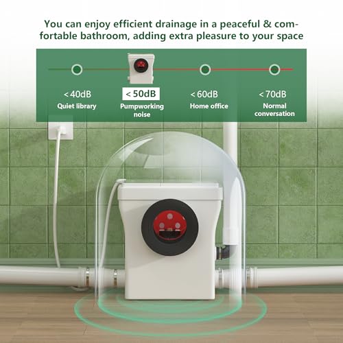 SUPERFLO Macerating Toilet System with Macerator Toilet Pump & One Piece Toilet Bowl,600W Upflush Toilet for Basement Pump to V26.2- H262 Feet
