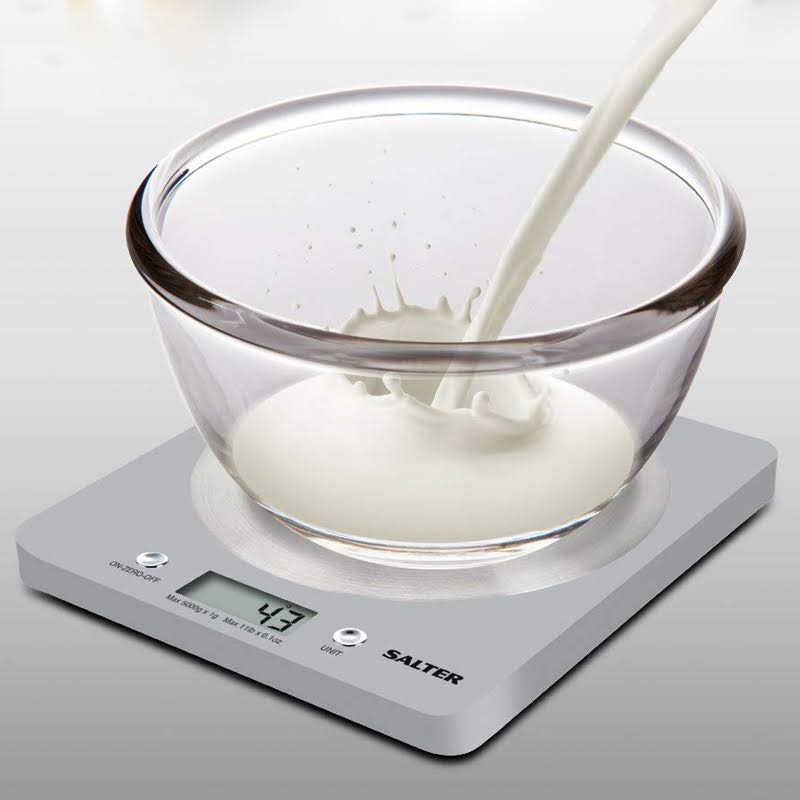 Salter Digital Kitchen Weighing Scales - Slim Design Electronic Cooking Appliance for Home / Kitchen, Weigh Food Up to 5kg Aquat
