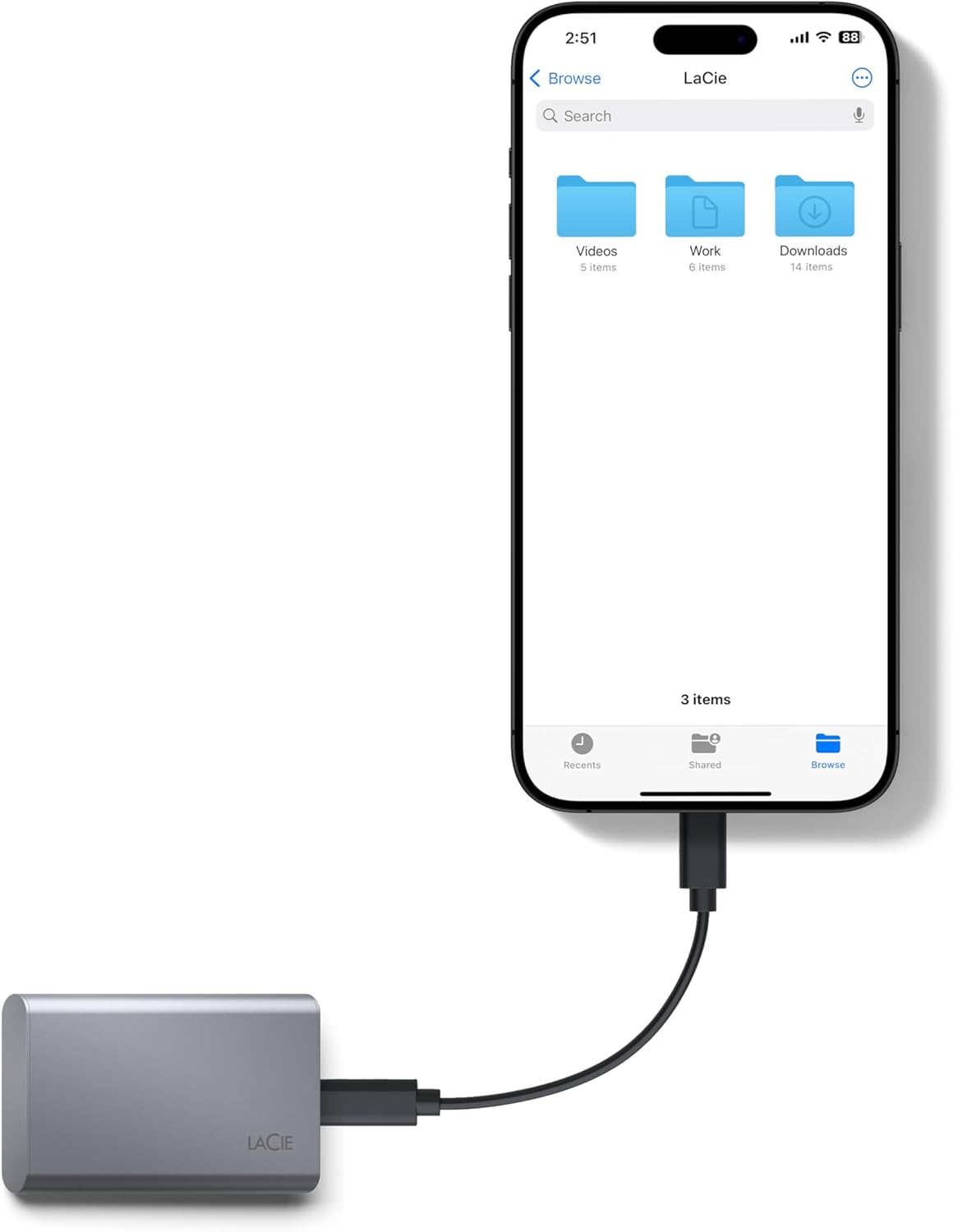 LaCie Mobile Drive SECURE 2TB External Solid State Drive Portable SSD - Space Grey, USB-C 3.2, for PC and Mac, recycled materials, with Adobe All Apps Plan and Rescue Services (STKH2000800)
