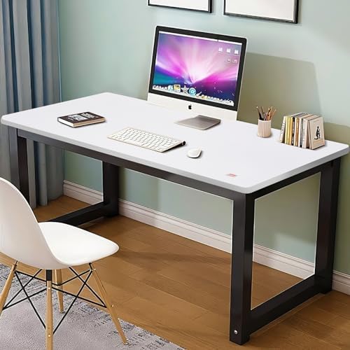 VEVOR Table Top 55" x 28" x 1", Universal Solid One-Piece Particle Board Desk Top for Sit and Stand, Height Adjustable Desk Frame, Rectangular Countertop for Home and Office, White