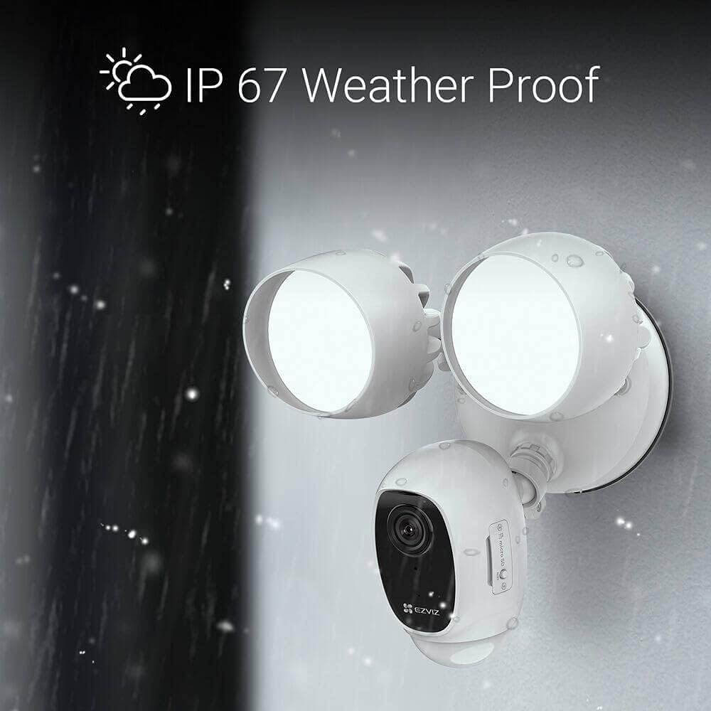 EZVIZ Floodlight Security Camera WiFi, H.265, PIR Motion Detection, 1080P Live View, Siren Alarm, Starlight Color Night Vision, Two-Way Audio, Weatherproof | LC1C