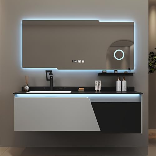 Bathroom Vanity with Sink - Modern Bathroom Sink Cabinet, Floating Vanity Set - includes Bathroom Vanity Cabinet and Led Smart Defog Mirror, with 2 Drawers (48")