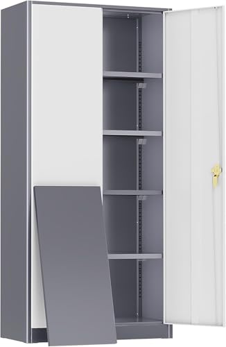 Incbruce 72” Metal Storage Cabinet, Garage Cabinets and Storage System with Doors and Shelves, Tall Lockable Tool Cabinet for Garage, Office, Home (Black)