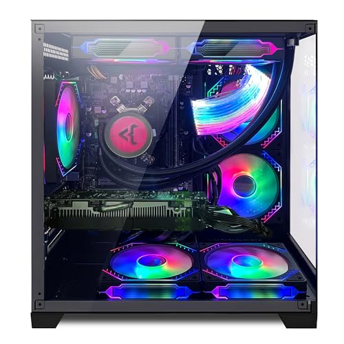 Panorama Gaming PC Desktop - AMD Ryzen 5 5600G 3.9GHz, RTX 4060 8GB, 32GB DDR4 RAM 3200, 1TB M.2 PCIE + 1TB SATA SSD, 240mm AIO, 11AC Wi-Fi, Windows 11 Pro 64-bit Desktop Computer, White
