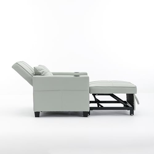 LUMISOL Sleeper Sofa Chair Bed for 2, Convertible Chair 3-in-1 Pullout Sleeper Chair Bed with USB Ports and Cup Hold, Adjustable Sleeper Chair for Living Room, Apartment, Green Tech Cloth