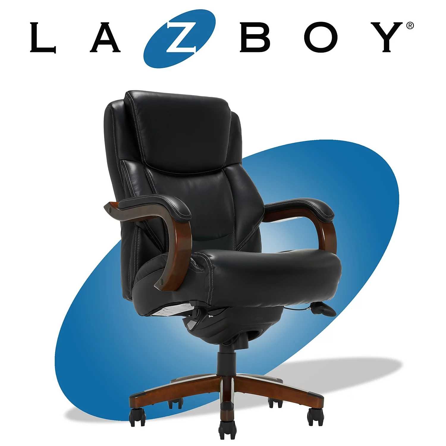 La-Z-Boy Delano Ergonomic Faux Leather Swivel Executive Chair Black (45833A)