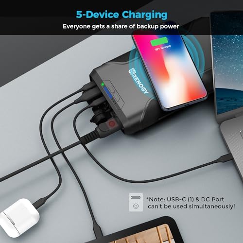 Renogy 72000mAh 266Wh 12v Power Bank with 60W PD, CPAP Battery for Camping, High Capacity Large Camping Power Bank with USB-C DC Wireless Charging & Flashlight, CPAP Battery Backup Power Supply