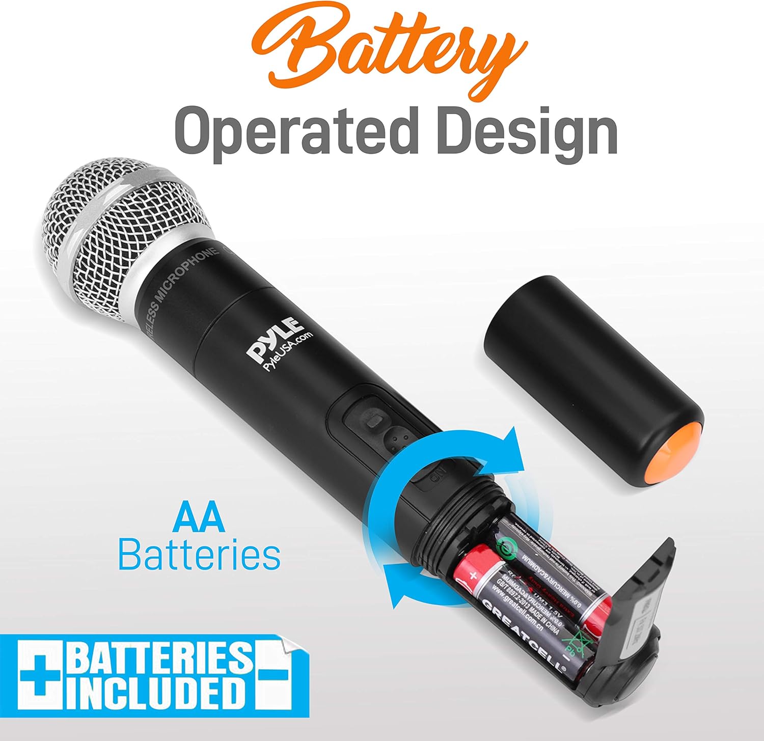 Portable UHF Wireless Microphone System - Battery Operated Dual Bluetooth Cordless Microphone Set, Includes 2 Handheld Transmitter Mic, Mixer Receiver, RCA, for PA Karaoke DJ Party - Pyle PDKWM806B