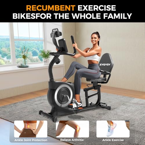 Recumbent Exercise Bike, Recumbent Stationary Bike for Home, Recumbent Bike with 400LB Weight Capacity Whisper-Quiet 16 Levels Magnetic Resistance Heart Rate Handle and Multi-Function LCD Comfortable Seat