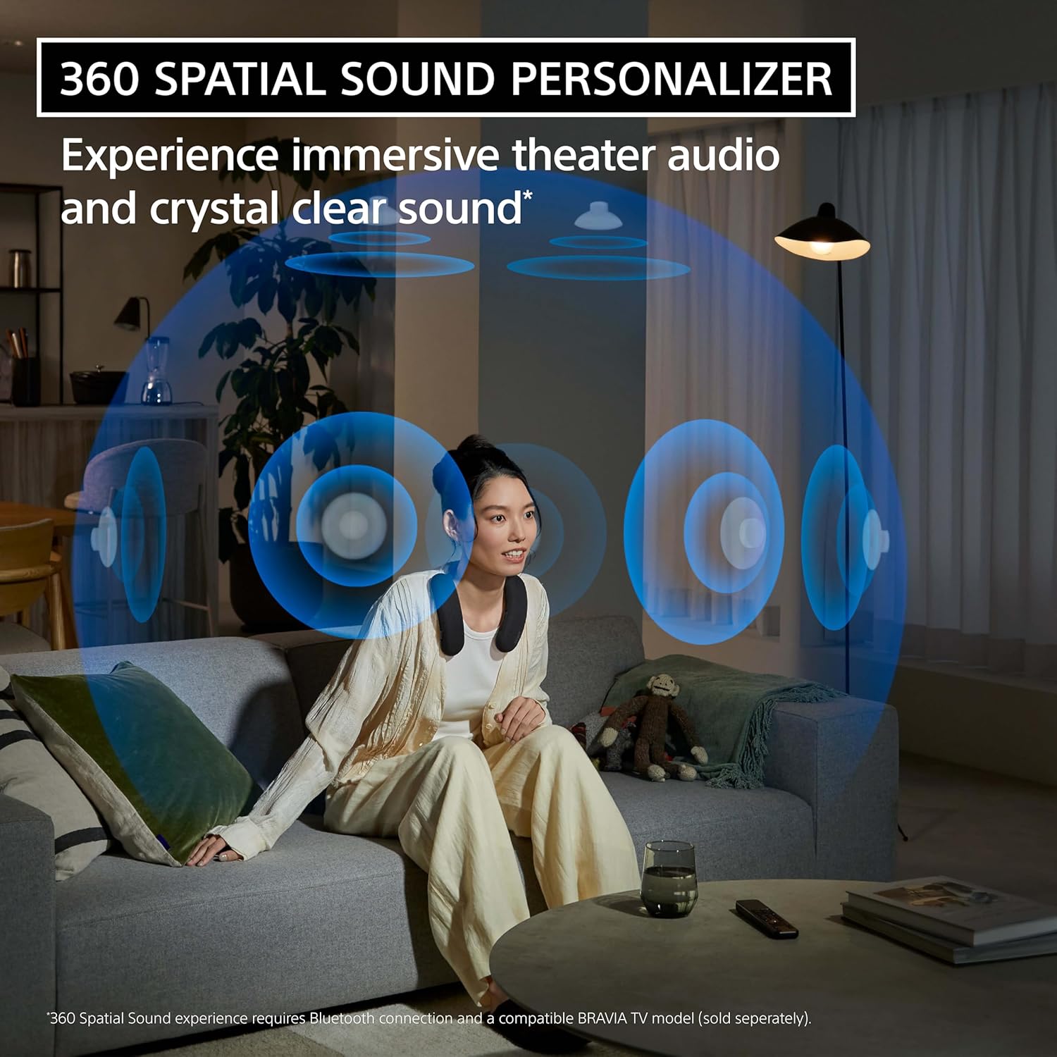 Sony BRAVIA Theater U Wireless Wearable TV Speaker with Bluetooth, Personalized Home Theater Audio, Gaming Compatibility, Built-in mic, 12 Hour Battery Life, IPX4 Splash-Resistant (HT-AN7)