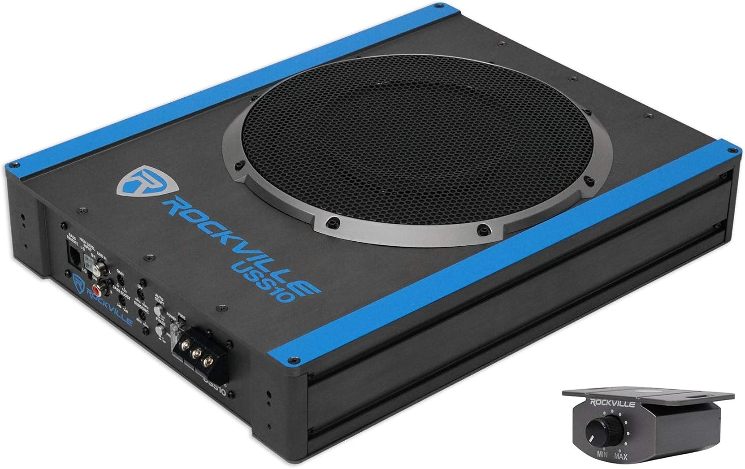 Rockville USS10 10" 800w Slim Under-Seat Active Powered Car/Truck Subwoofer Sub Black