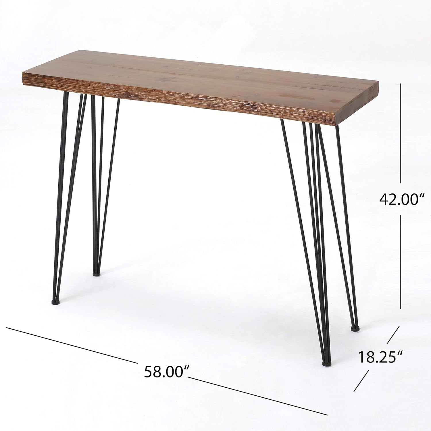 Unknown1 Industrial Live Edge Bar Table Black Natural Rectangle Iron Veneer