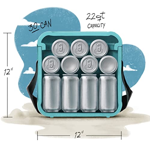 FOAM Portable Cooler, 30 Can Small Cooler, Ice Chest, Boat Cooler, Ice Cooler, Soft Cooler Bag, Beach Cooler, Travel Cooler for Car, Hybrid Soft Side Hard Shell, Soft Side Coolers