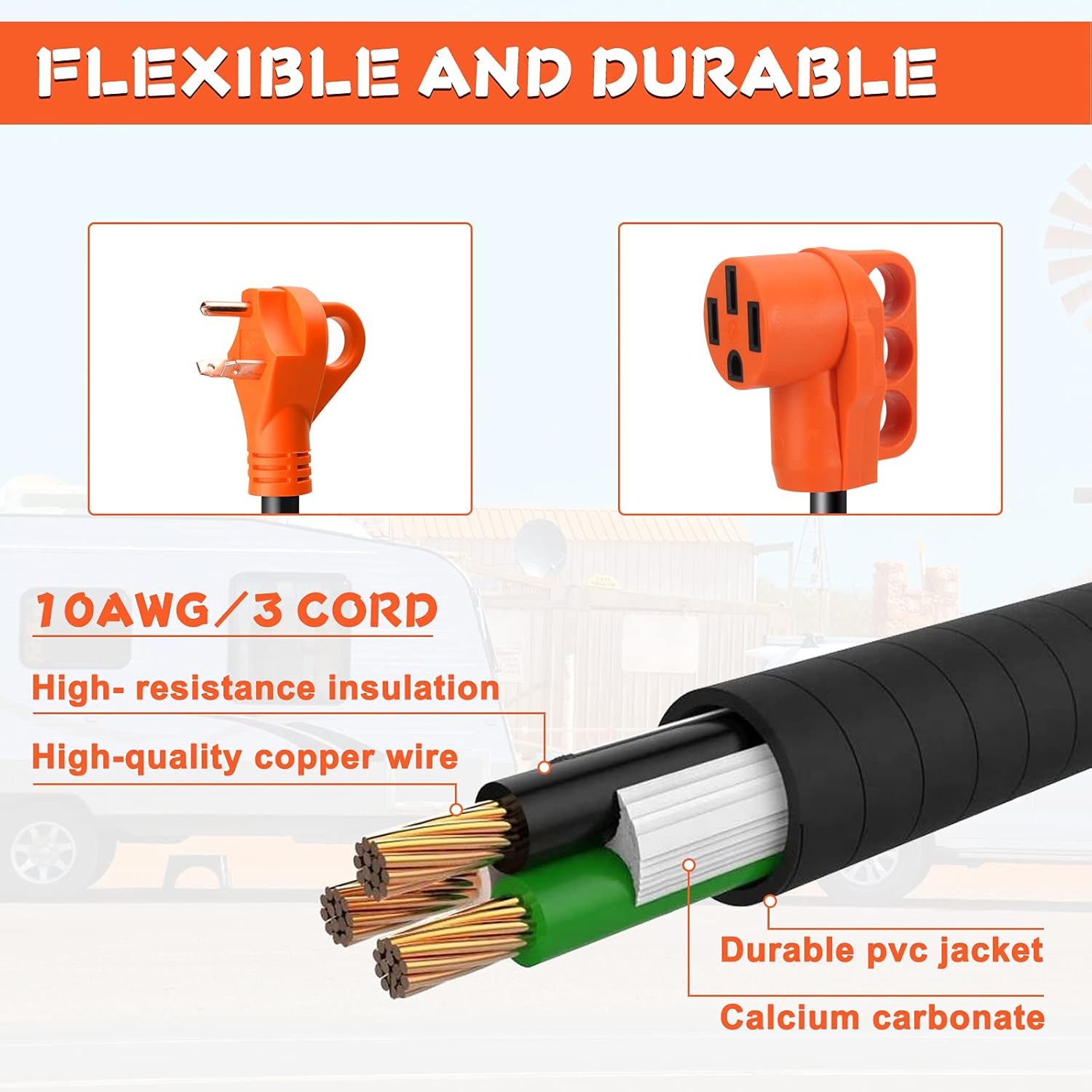 OPL5 30 Amp Male to 50 Amp Female RV Adapter Cord 12inch, Heavy Duty Electrical Adapter with Handle TT-30P Male to 14-50R Female 125V/3750W Generator Adapter for RV Trailer (30A Male to 50A Female)