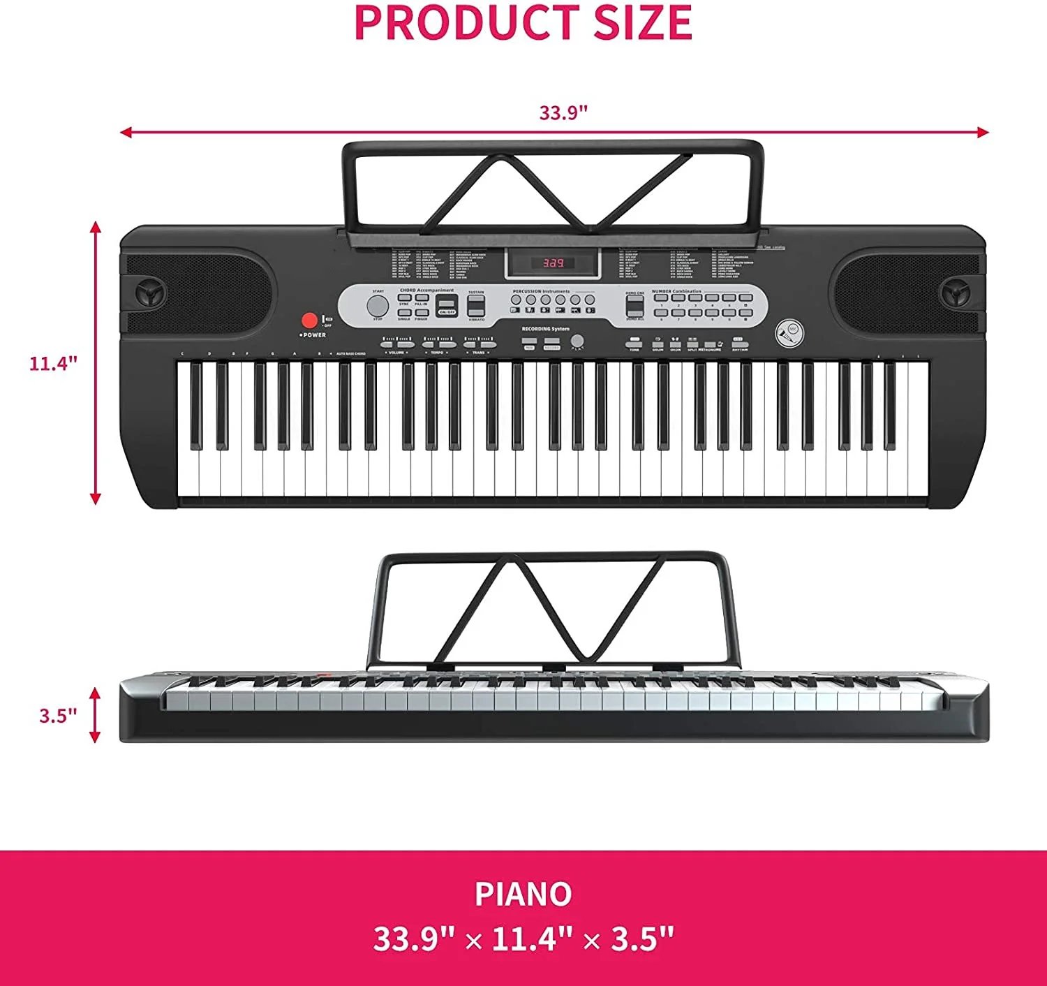 YouYeap 61 Key Piano Keyboard Portable Electric Keyboard with Microphone