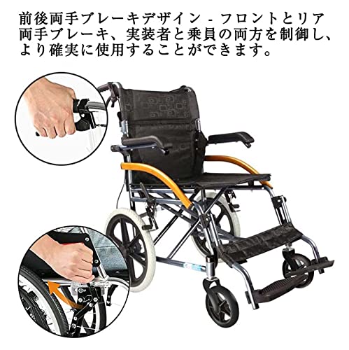 Heavy Duty Transport Wheelchair with Handbrakes, Lightweight Folding Transport Chair for Adults with Flip-Backs Arms & Swing-Away Footrests,Portable Wheel Chairs for Travel and Transport, 18Inch Seat