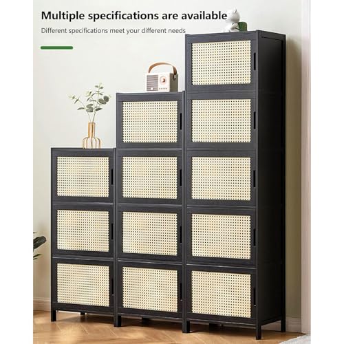 Shoe Storage Cabinet with Doors, Bamboo Narrow Slim Shoe Rack Cabinet Hidden Shoe Shelf Organizer for Closet Hallway Bedroom Entryway Living Room,B-43 * 32 * 97cm
