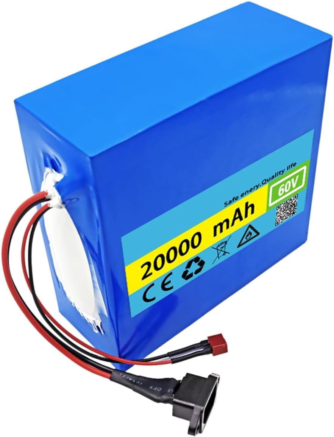 E-Bike Lithium-Ion Battery Pack 60V 20Ah for 1000W-2500W Motor Electric Bicycle Scooter,Xt60 Plug (T plug)