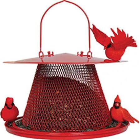 Perky-pet C00322 Red Cardinal Bird Feeder, Circular Perch and Mesh Surface provides A Large Feeding Area by PerkyPet