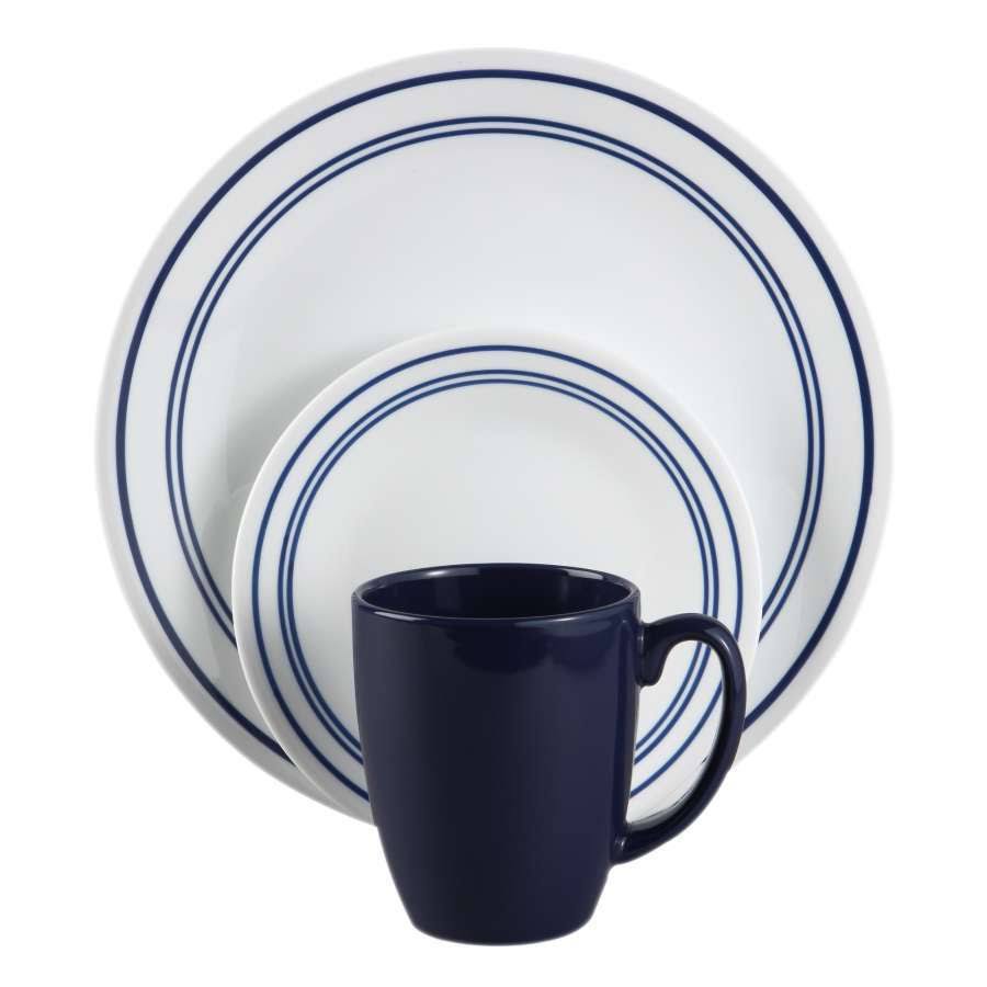 Corelle Livingware Classic 16-Piece Dinnerware Set, Cafe Blue - 4 count