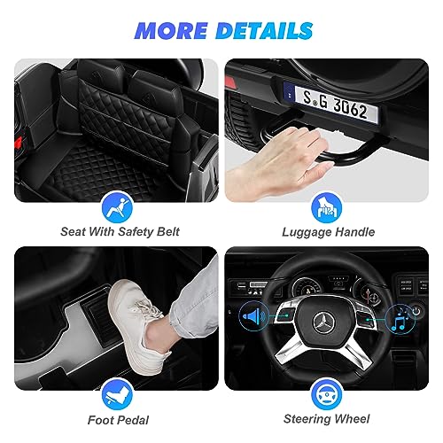 JOYLDIAS Licensed Mercedes-Benz G650S Ride On Car for Kids, 12V7AH Kids Ride On Truck with 2.4Ghz Remote Control, 3 Speeds, Bluetooth,Music,LED Lights, Spring Suspension, Blue