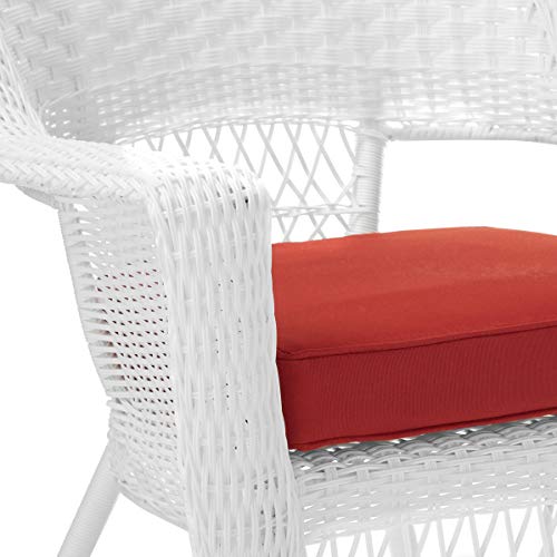 Jeco Wicker Chair with Red Cushion, Set of 2, Espresso/W00208-