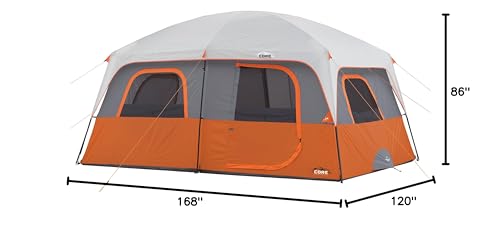 CORE Tent for Family Camping | 10 Person / 11 Person / 12 Person Large Multi Room Cabin Tents for Car Camping & Outdoor Adventures