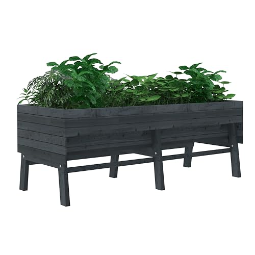 VEIKOU Raised Garden Bed 6 x 3 x 2FT, Raised Garden Beds Outdoor with 6 Legs, Detachable Liner, Garden Bed for Backyard, Patio, Balcony, 837lbs Capacity, Natural Wood