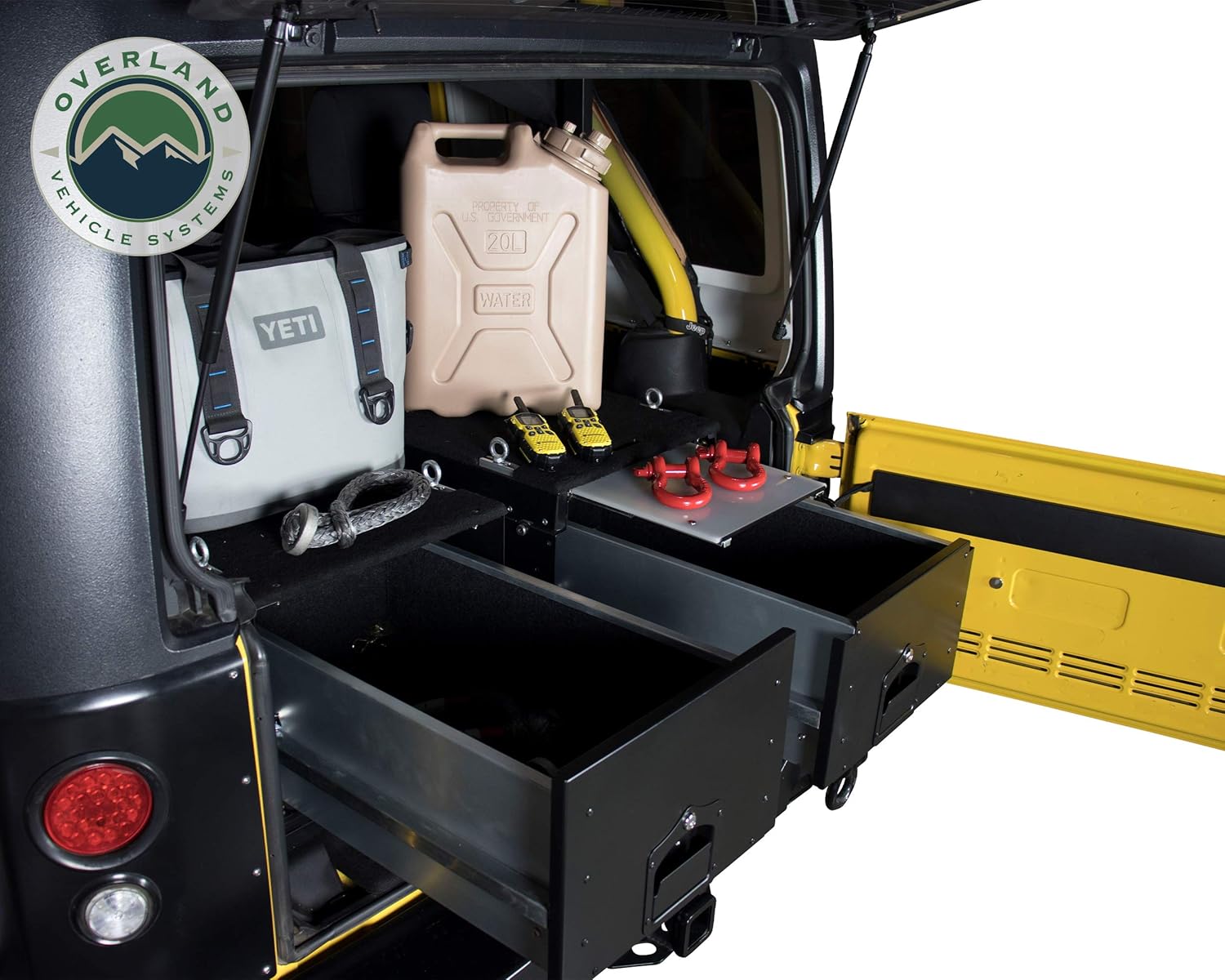 Overland Vehicle Systems Cargo Box With Slide Out Drawer & Working Station Size - Black Powder Coat Universal