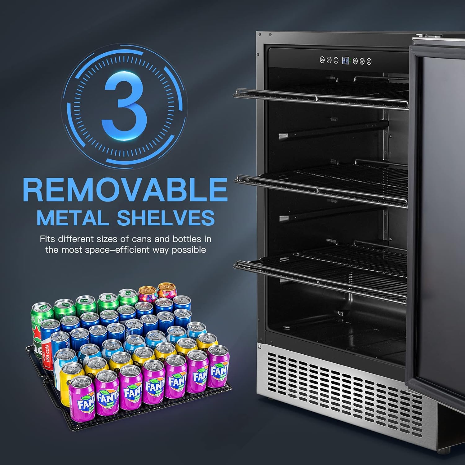 BODEGA Beverage Cooler 24 Inch, Built-in and Freestanding Beverage Refrigerator 180 Cans, Stainless Steel Under Counter Beverage Fridge with Advanced Cooling System, Adjustable Shelf, Energy Saving, Perfect for Soda, Water, Beer, etc.