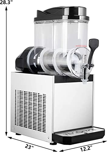 TECSPACE 110V Commercial Slushy Machine,15/30/45L Stainless Steel Margarita Smoothie Frozen Drink Maker for Ice Juice Tea Coffee Making, Sliver (2 Tan